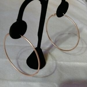 Rose Gold tone Matte finish hoop earrings 6cm pierced NWT (sku 168)